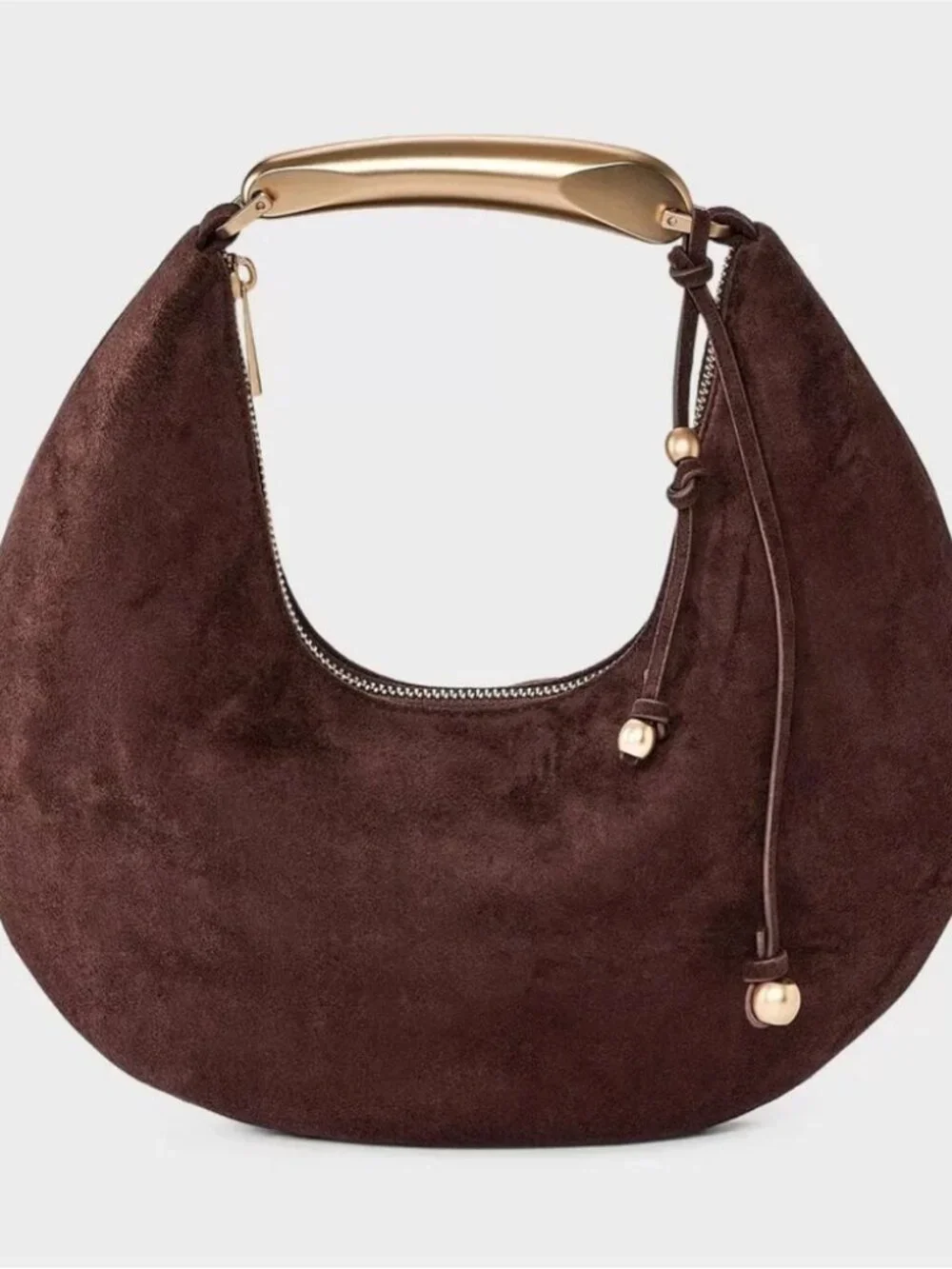 NEW Metal Handle Crescent Saddle Handbag - A New Day™ Brown